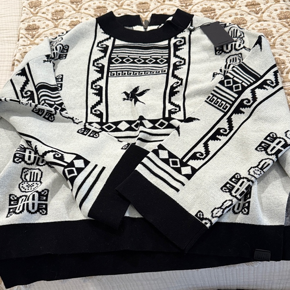 One Teaspoon Black and White Aztec Sweater